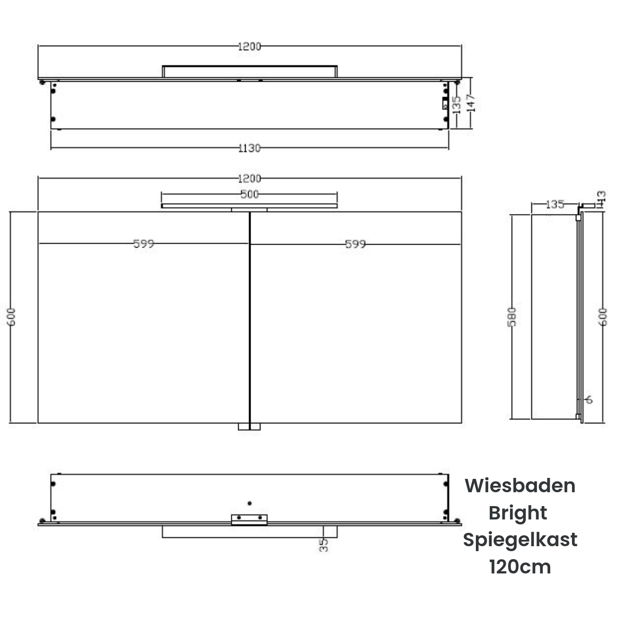 Wiesbaden Bright Spiegelkast met Led verlichting